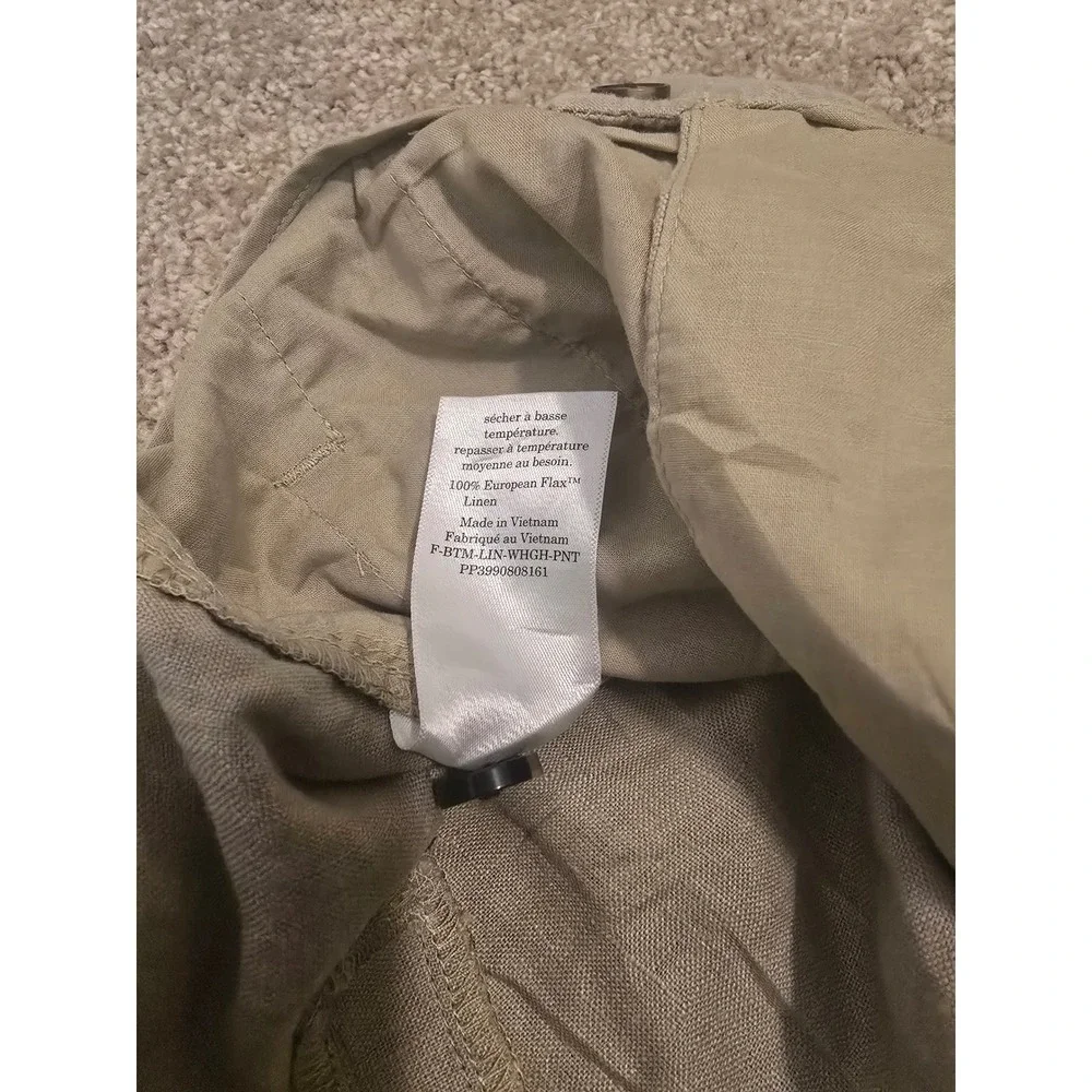 Everlane Linen Trousers Womens 10 - Tan Khaki Excellent Wide Leg Pleated Pants
